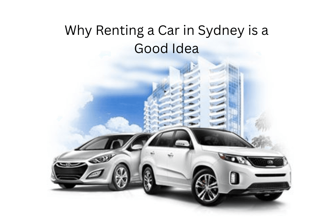 White sedan parked on a Sydney street with the iconic Harbour Bridge and Opera House in the background, suggesting convenient